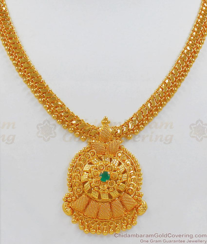 Unique Gold Emerald Stone Necklace 