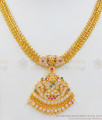 Traditional Lakshmi Design Multi Stone Gold Necklace NCKN1967