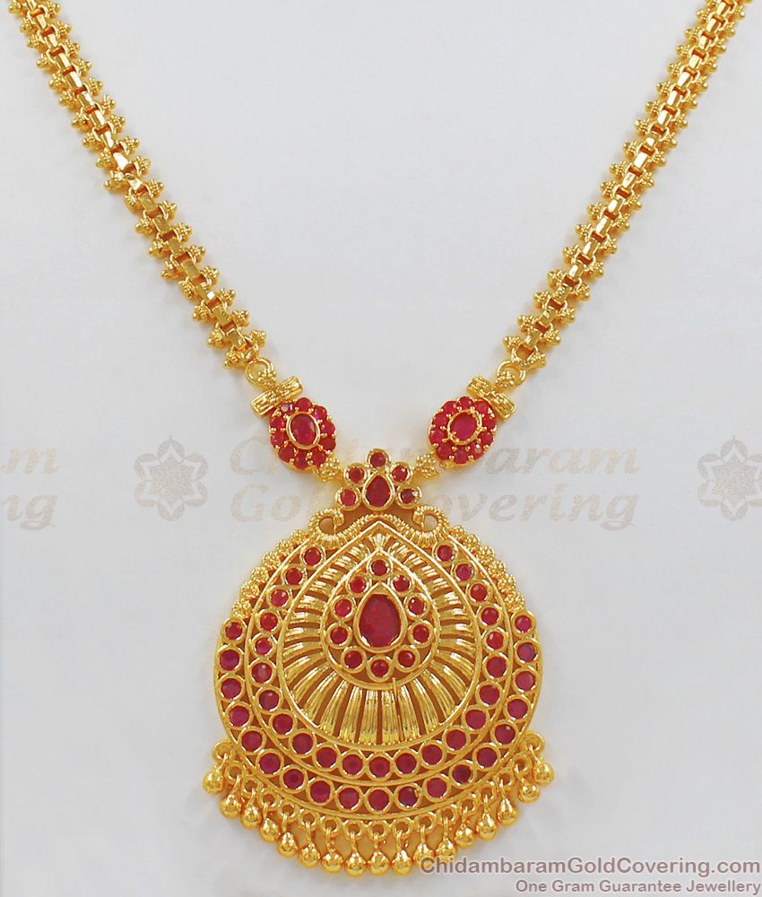 Latest Ruby Stone Gold Necklace For Bridal Collection NCKN1968