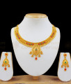 Exclusive Forming Pattern Gold Necklace Set With Suitable Earrings NCKN1974