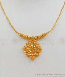 Sparkling Flower Design Light Weight Gold Necklace NCKN1983