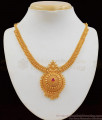 Single Ruby Stone Gold Necklace For Wedding Collections NCKN1984