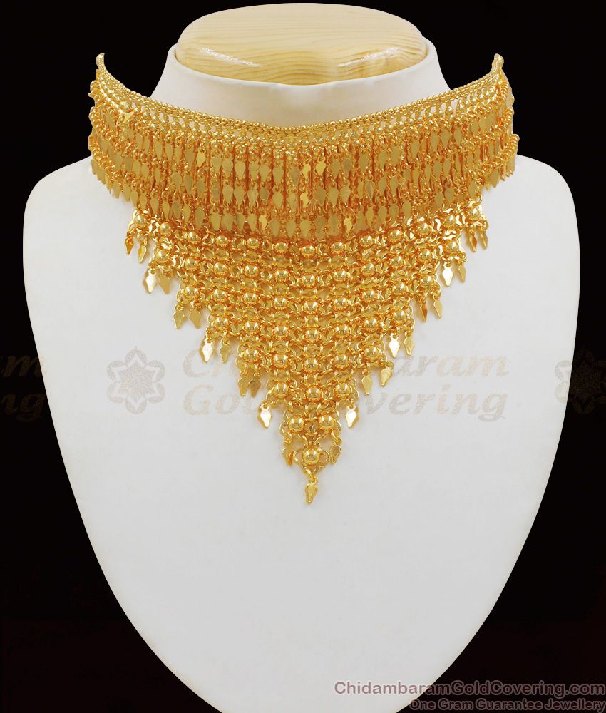 Elakathali Choker Design Gold Necklace For Bridal Wear Collections NCKN1985