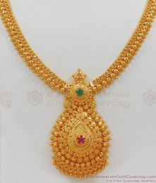  Fashionable Ruby Emerald Stone Design Gold Necklace NCKN1991