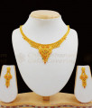 Real Gold Enamel Gold Necklace With Earrings Forming Pattern For Bride NCKN1997