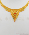 Real Gold Enamel Gold Necklace With Earrings Forming Pattern For Bride NCKN1997