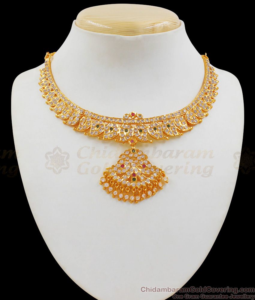 Latest Original Impon Choker Type Gold Necklace For Wedding Collections NCKN2001