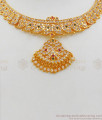 Latest Original Impon Choker Type Gold Necklace For Wedding Collections NCKN2001