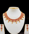 Latest Model Ruby Stone Gold Necklace Earrings Set NCKN2007