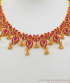 Latest Model Ruby Stone Gold Necklace Earrings Set NCKN2007