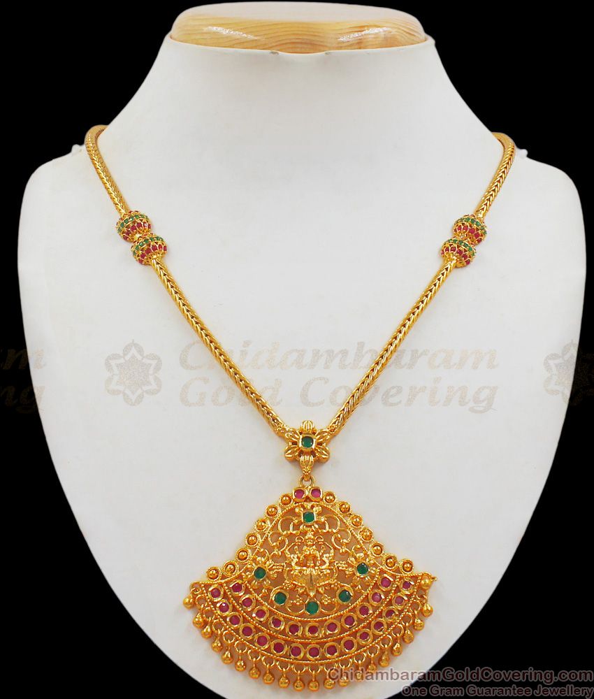 Devotional Lakshmi Dollar Gold Necklace For Traditional Wear NCKN2011