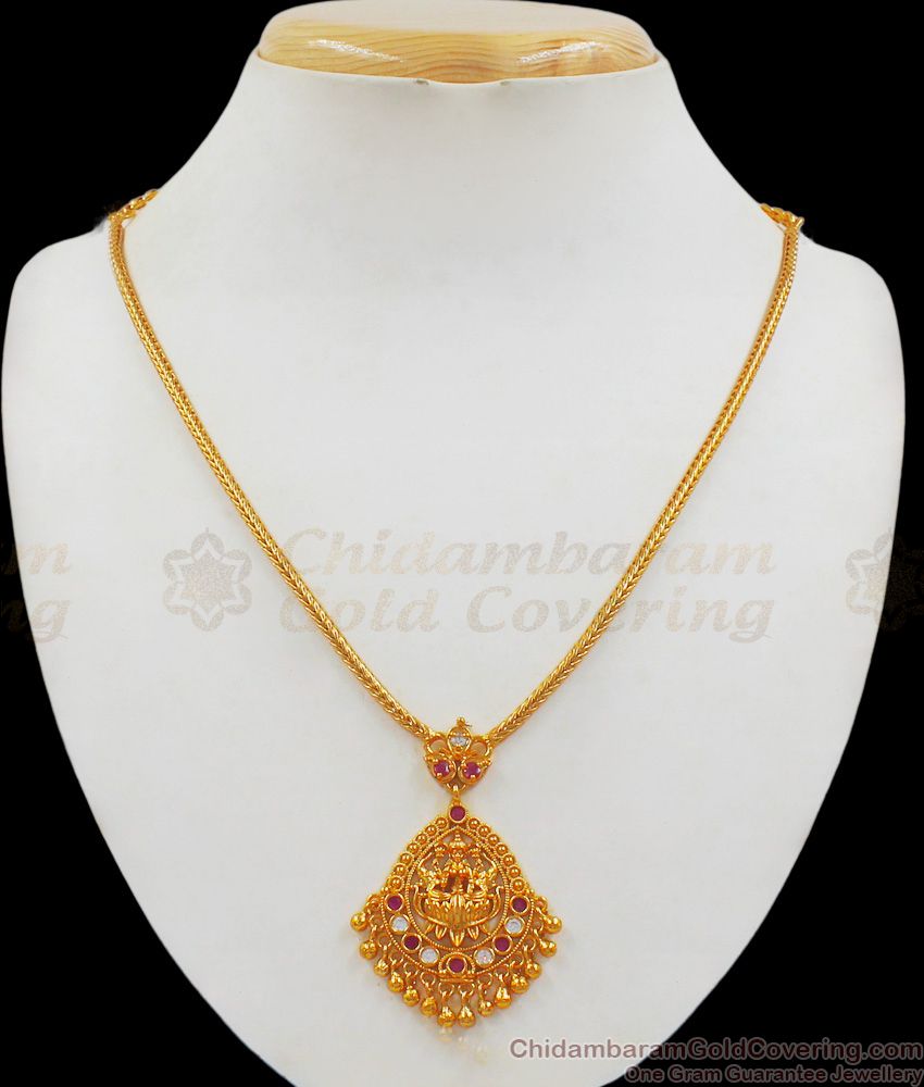 Divine Lakshmi Dollar Ruby White Stone Gold Necklace NCKN2012 Divine Lakshmi Dollar Ruby White Stone Gold Necklace NCKN2012
