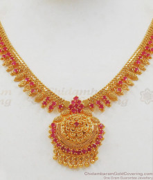 Vibrant Ruby Stone Gold Necklace For Party Wears NCKN2042