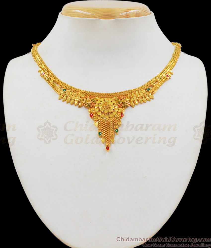 Premium Enamel Gold Forming Finish Necklace For Wedding Collections NCKN2049