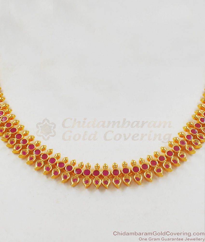Latest Collections Full Ruby Stone Necklace With Earrings NCKN2050