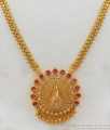 Beautiful Peacock Pattern Ruby White Stone Gold Necklace NCKN2052