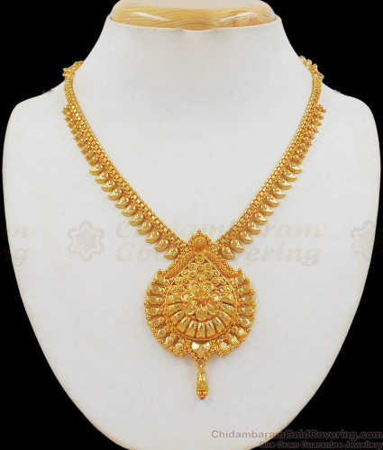 Design of gold necklace for wedding on sale