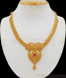 Wedding Collection Ruby Stone One Gram Gold Necklace NCKN2060