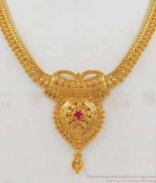 Wedding Collection Ruby Stone One Gram Gold Necklace NCKN2060