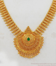 New Arrival Emerald Stone One Gram Gold Necklace For Bridal Wear NCKN2063 New Arrival Emerald Stone One Gram Gold Necklace For Bridal Wear NCKN2063