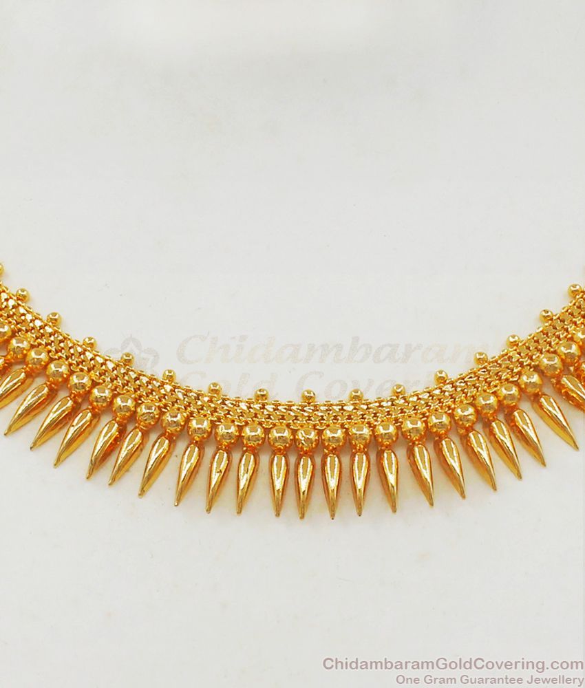 Gold Mullaipoo Design One Gram Jewelry Kerala Necklace Bridal Wear NCKN2065