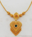 Fascinating Heart Pattern Palakka Green Stone Necklace NCKN2069
