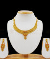 Simple Enamel Pattern Real Gold Forming Necklace With Earrings Set NCKN2075