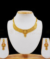 Simple Enamel Pattern Real Gold Forming Necklace With Earrings Set NCKN2076