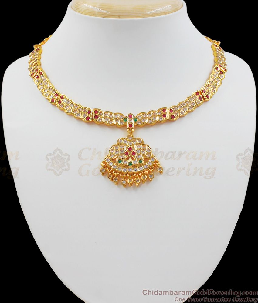 Ravishing Impon Multi Stone Gold Necklace NCKN2082