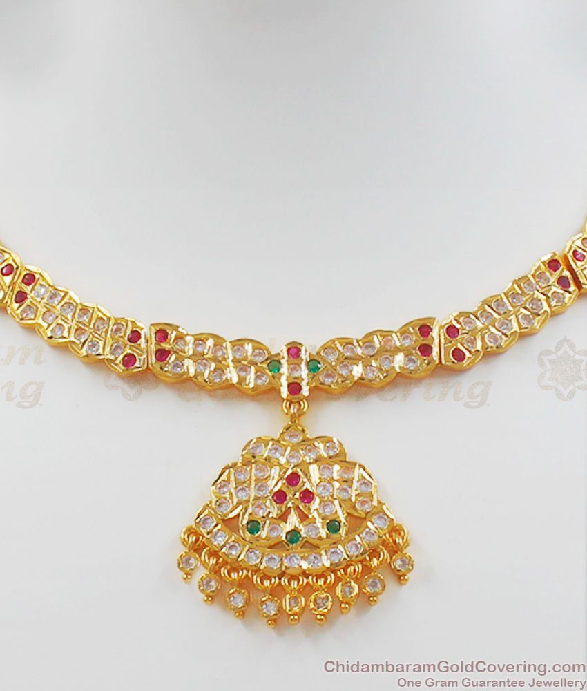Ravishing Impon Multi Stone Gold Necklace NCKN2082