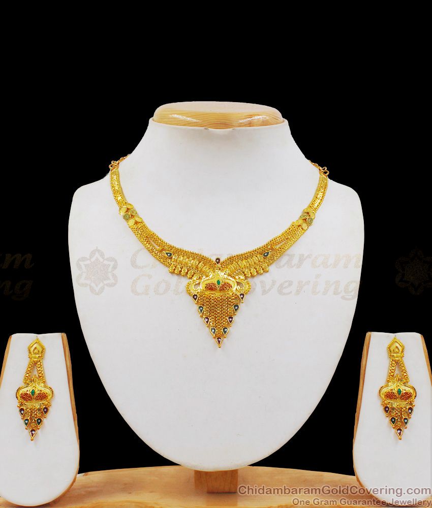 Gorgeous Gold Forming Necklace Set For Wedding Collections NCKN2090