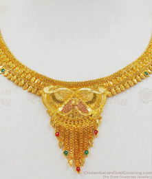 Elegant Enamel Gold Necklace forming collection For Bridal Wear NCKN2094