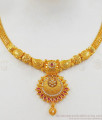 Beautiful Ruby White Stone One Gram Gold Necklace Set NCKN2096