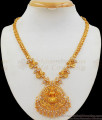 Sparkling White Polki Stone Lakshmi Design One Gram Gold Necklace NCKN2100