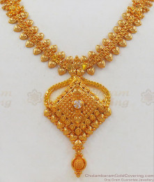 Dazzling White Stone Gold Necklace For Party Wear NCKN2103
