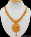 Fabulous Ruby Stone Gold MullaiPoo Necklace For Party Wear NCKN2105