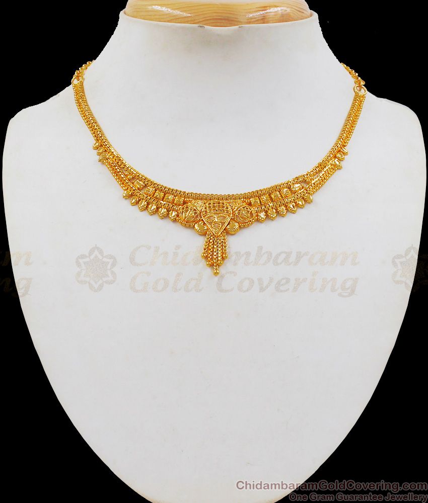 Traditional One Gram Gold Necklace For Bridal Wear NCKN2106