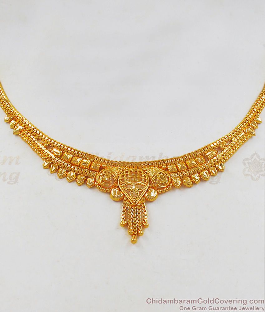 Traditional One Gram Gold Necklace For Bridal Wear NCKN2106