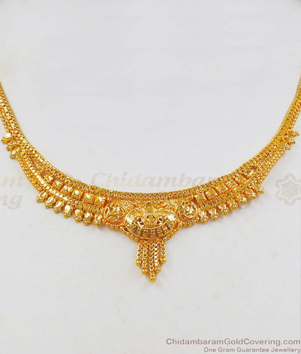Plain One Gram Gold Necklace For Party 