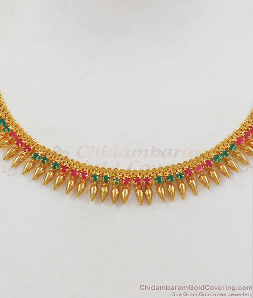 Mullaipoo Gold Chain Bridal Stone Necklace Collections NCKN2113