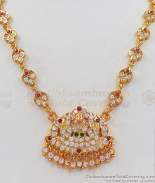 Unique Impon Lakshmi Dollar Multi Stone Gold Necklace Collections NCKN2119