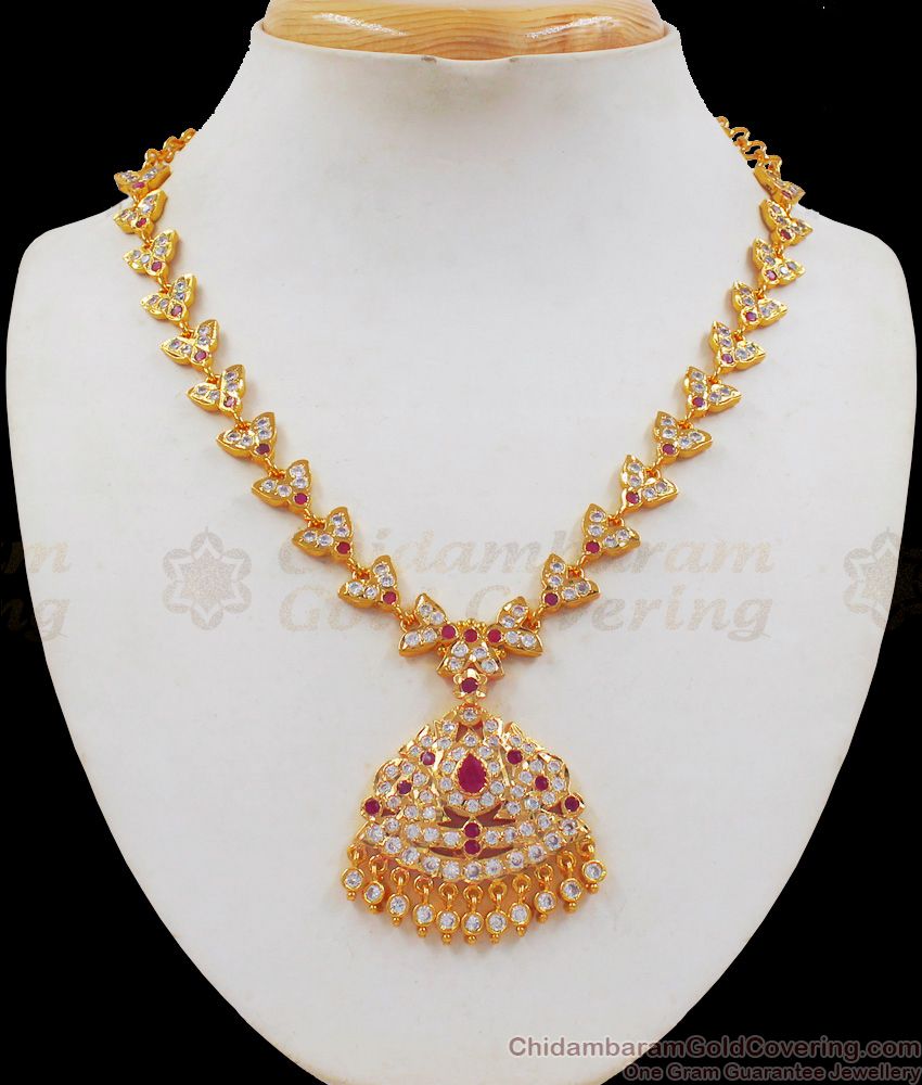 Sparkling Gati Stone Impon Gold Necklace For Bridal Wear NCKN2121