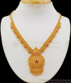 Bridal Wear Ruby Stone One Gram Gold Necklace Collections NCKN2123