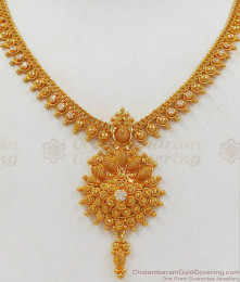 Sparkling AD Stone One Gram Gold Necklace For Party Wear NCKN2128