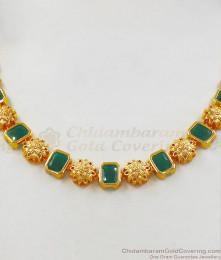 New Arrival Kerala Type Emerald Stone Gold Necklace NCKN2130