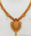 One Gram Gold Full Ruby Stone Gold Necklace For Bridal Wear NCKN2132