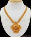 New Arrivals Ruby Stone One Gram Gold Kerala Necklace Designs NCKN2138