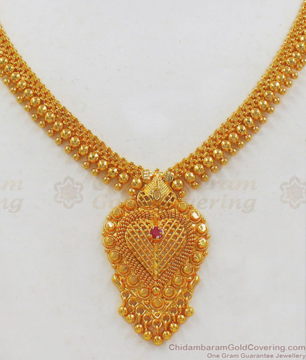 Buy Simple Wear Ruby Stone One Gram Gold Necklace Collections NCKN2140
