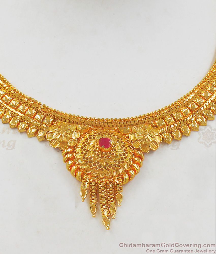 Party Wear Kolkata Necklace Collections One Gram Gold Jewelry NCKN2143