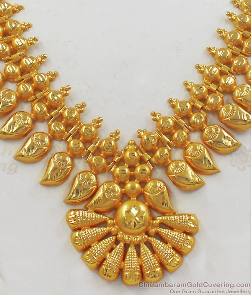 Kerala Pattern One Gram Gold Necklace Collections For Bridal Wear NCKN2146